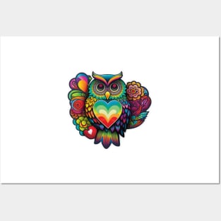 Groovy Psychedelic Owl Posters and Art